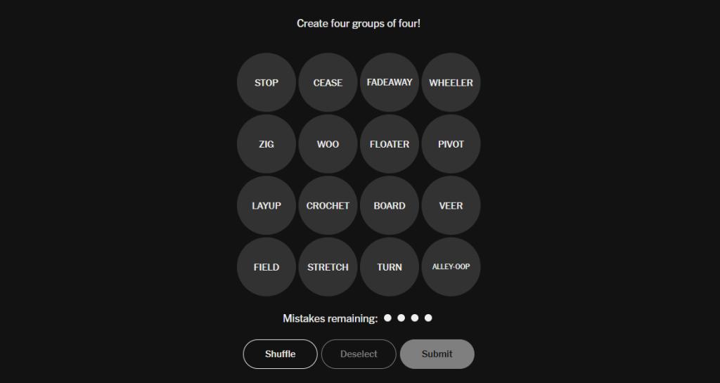 connections sports edition - puzzle view