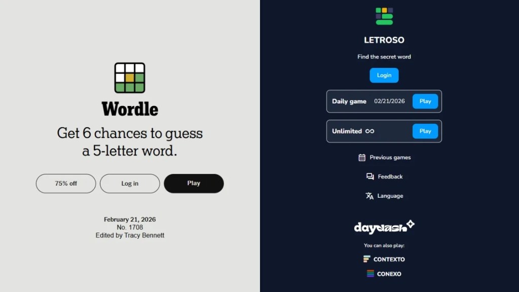Wordle Letroso Home Screens
