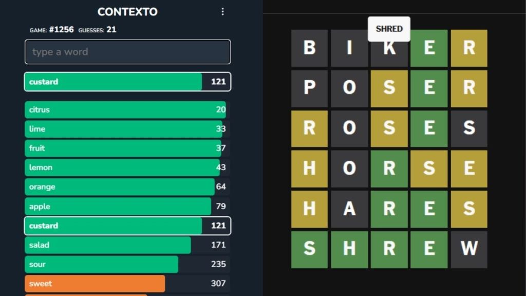 Contexto vs Wordle Objectives