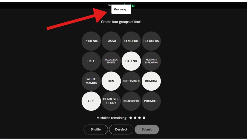 One Away message in Sports Connections