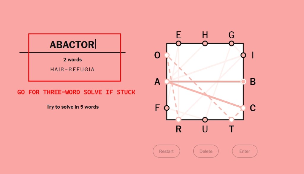 Letter Boxed three word solution