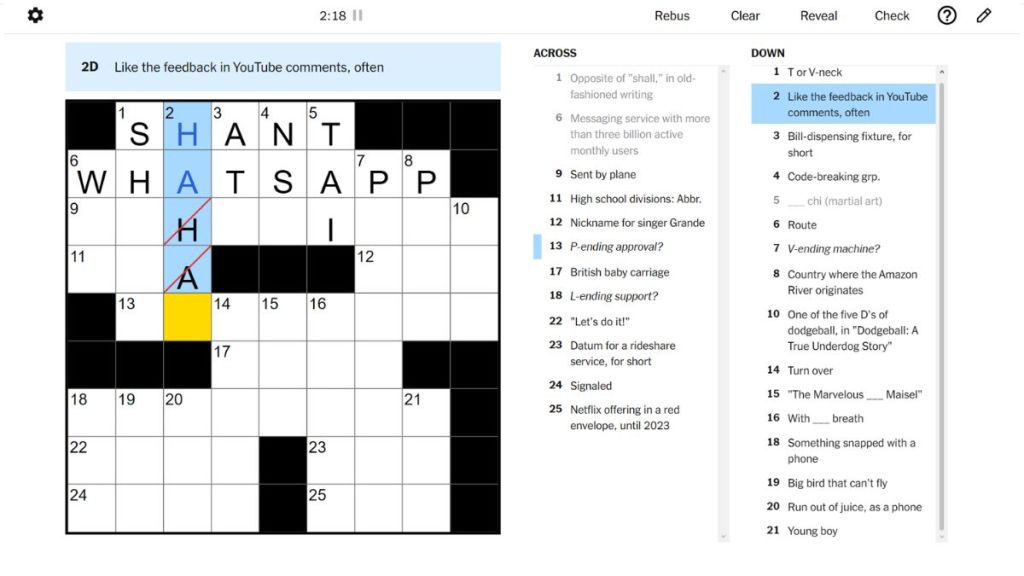 NYT Midi Crossword Check