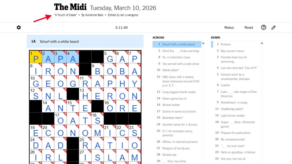 The Midi Crossword Theme