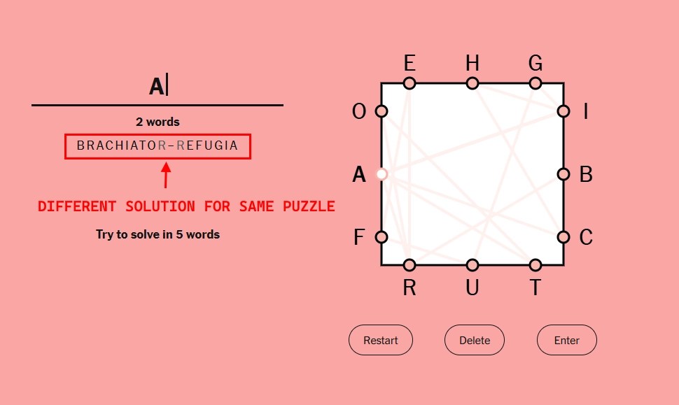 different two word answer solution for same Letter Boxed puzzle