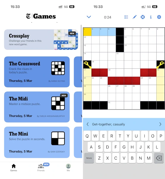 midi crossword on the nyt games app