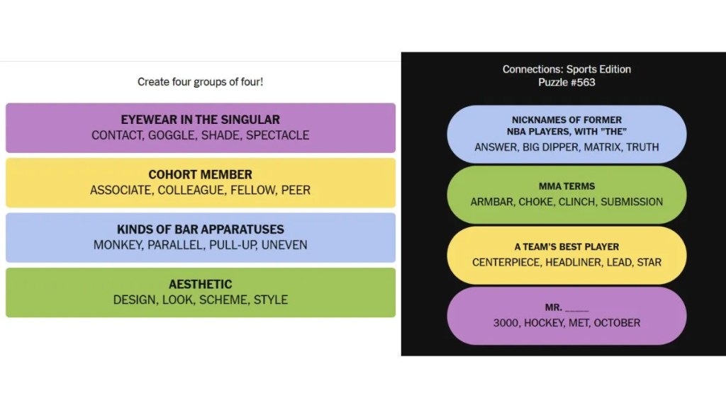 Connections vs Sports Connections Categories