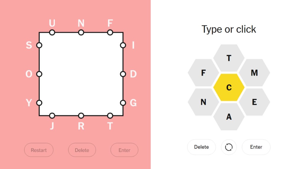 Letter Boxed vs Spelling Bee