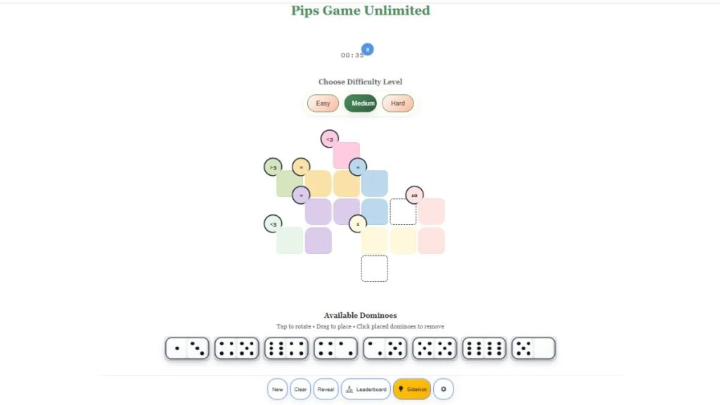 Pips Puzzle.com Gameplay