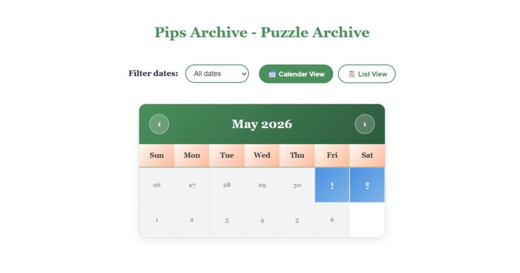 Pips Puzzle NYT Pips Archive