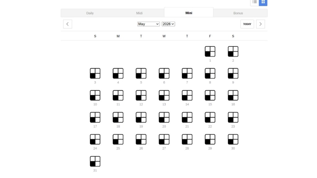 NYT Mini Crossword Archive