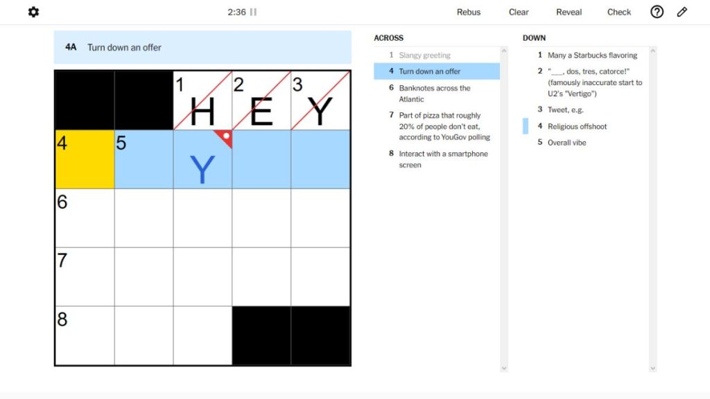NYT Mini Crossword Check