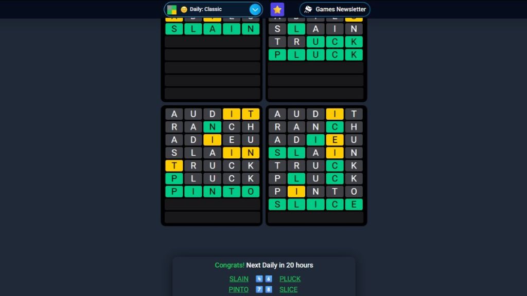 Quordle Win Condition