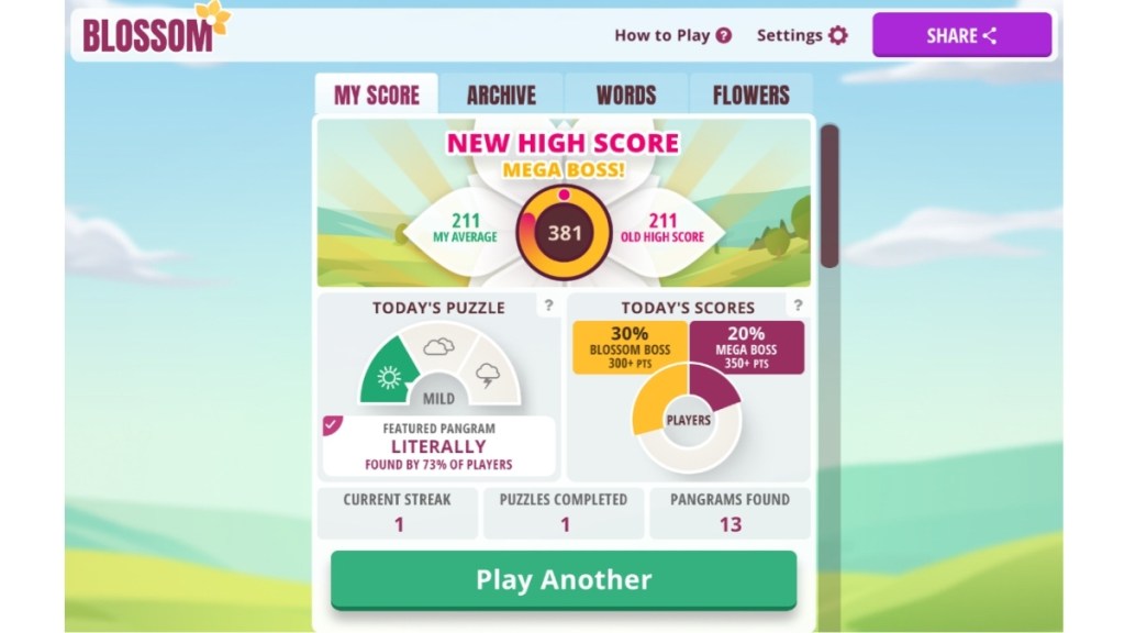 Setting a High Score in Blossom