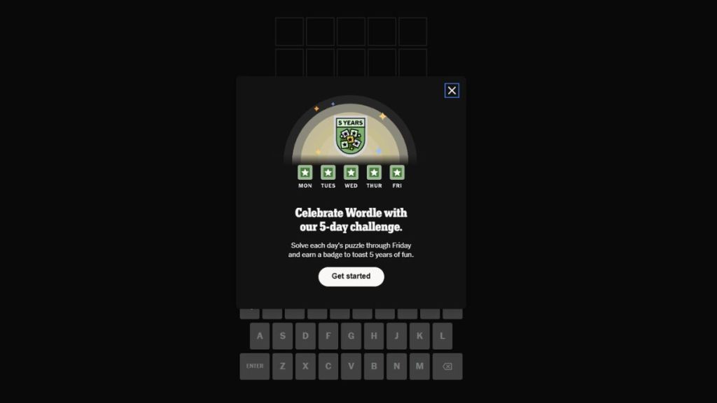 Wordle 5-for-5 Badge