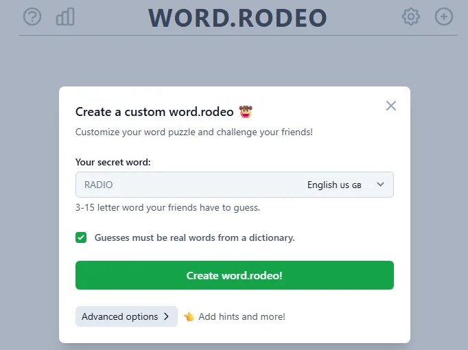 Create your own Wordle using Word.Rodeo