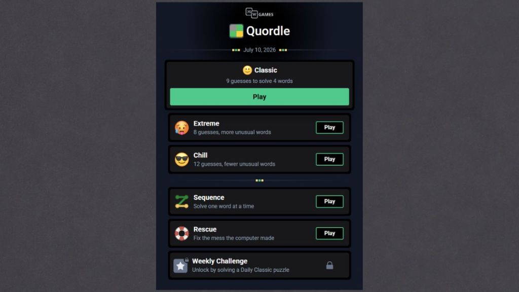 Quordle Main Page