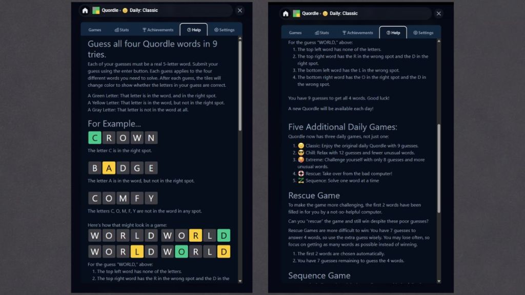 Quordle Game Rules