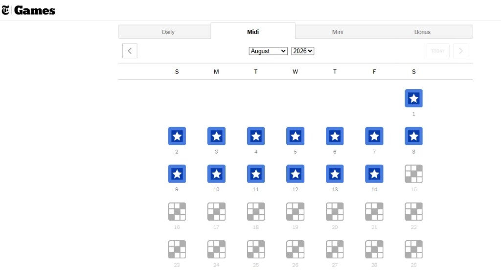 NYT Midi Archive to play more than one puzzle a day