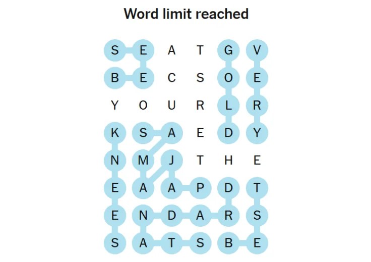 Word Limit Reached on NYT Strands