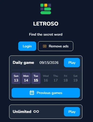 Play previous Letroso games