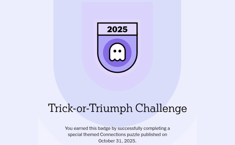 NYT connections trick or triumph challenge badge