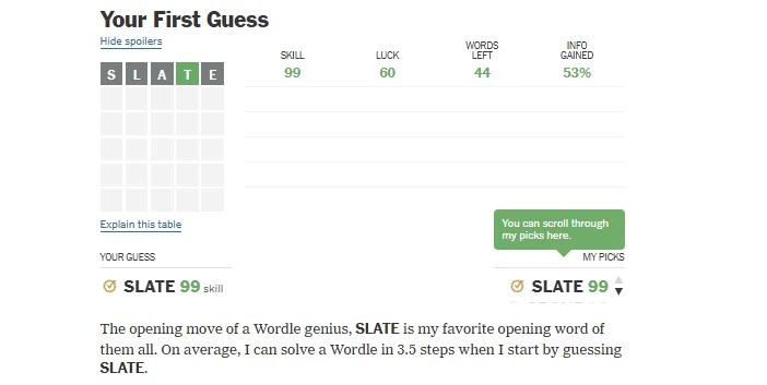 Understand WordleBot individual guesses analysis