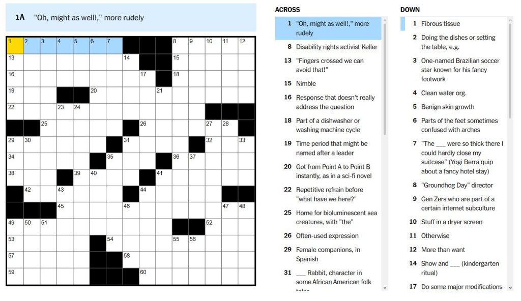 easy mode crossword - nyt bonus puzzle