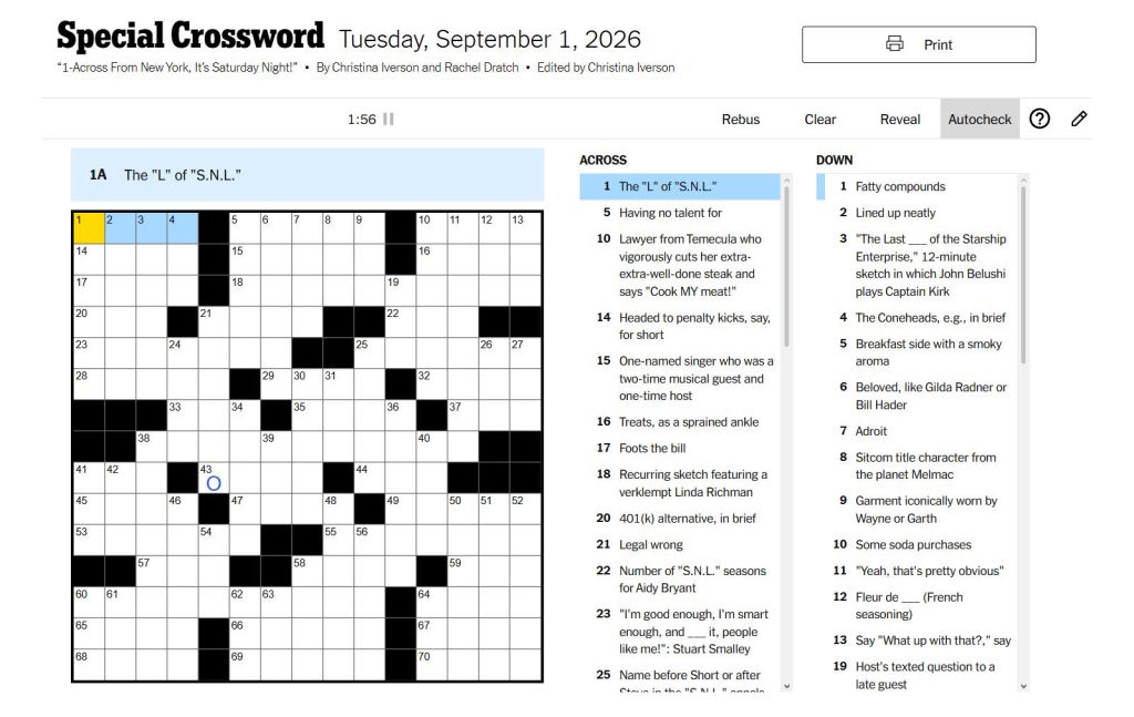 special crossword nyt bonus puzzle
