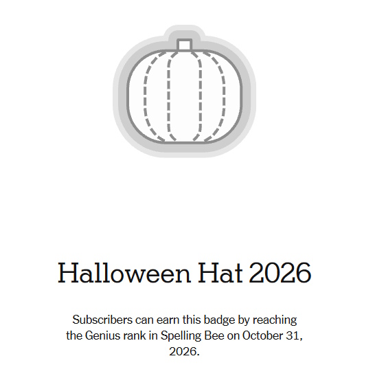 halloween hat 2026 badge - nyt spelling bee