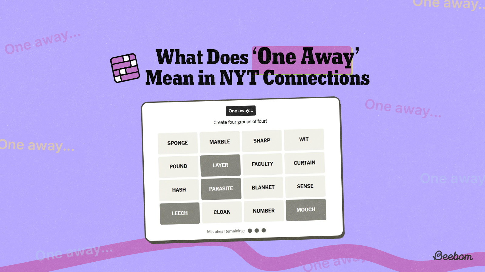 what does one away mean in NYT connections