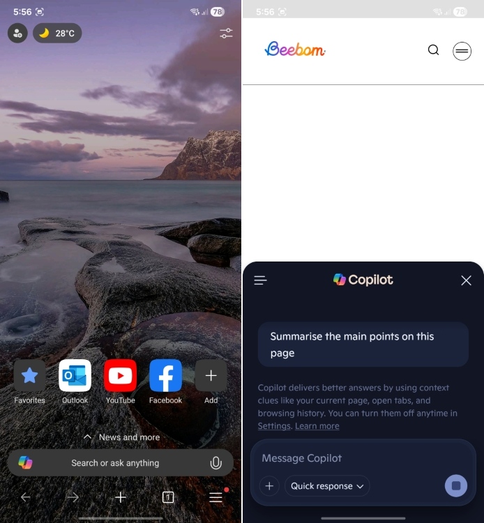 microsoft edge on android