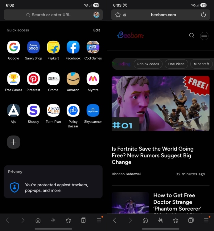 samsung internet on android