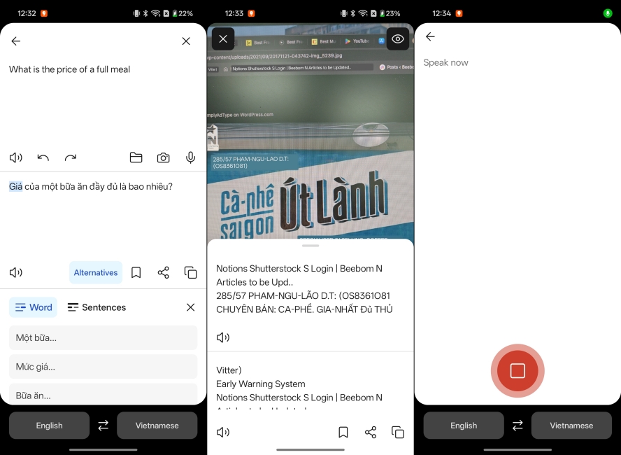 DeepL Translate Android screenshots side by side