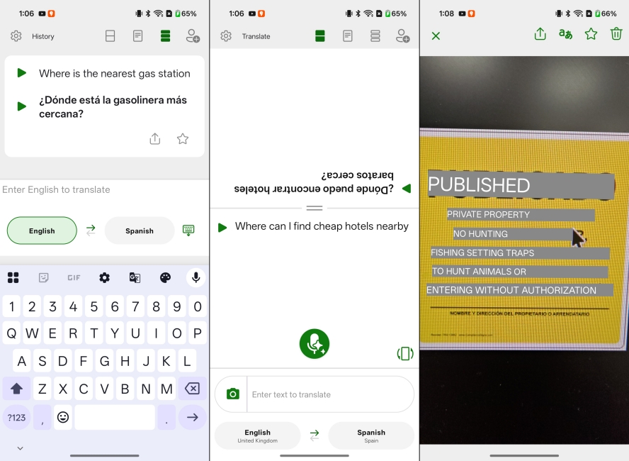 Microsoft Translator Android Screenshots side by side