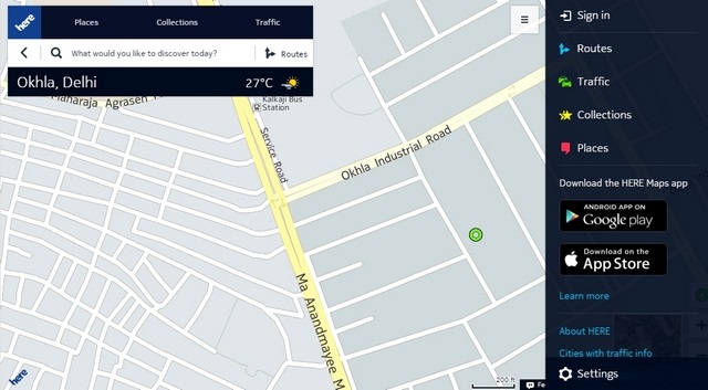 Here Maps website