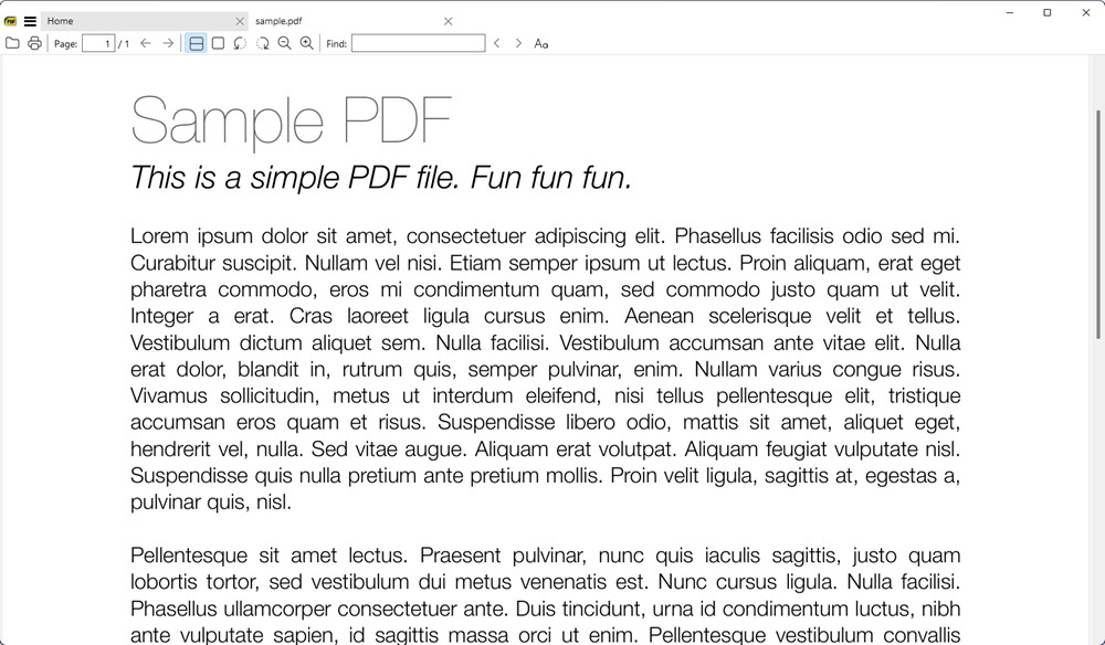 reading a sample PDF file using sumatra pdf