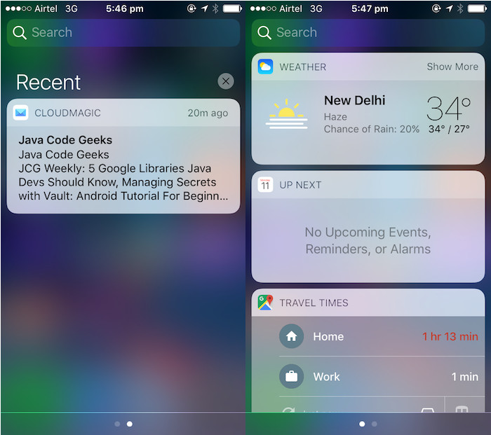 iOS 10 notification center