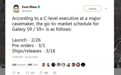 Latest Leak Suggests Samsung Will Unveil the Galaxy S9 at MWC 2018 (1)