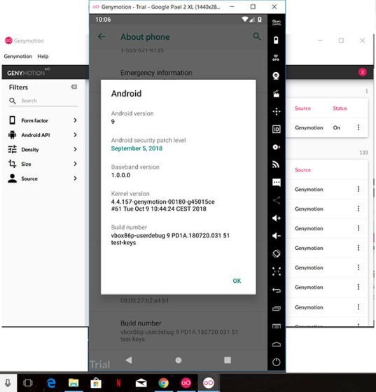 Genymotion interface