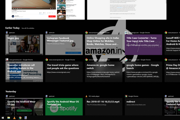 windows 10 timeline feature extension