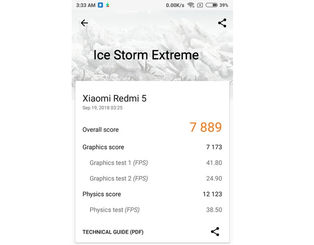 3DMark Ice Storm Extreme (Redmi 5)