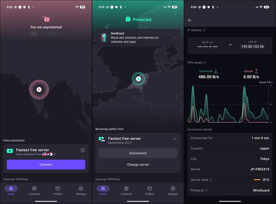 ProtonVPN Android Screenshots