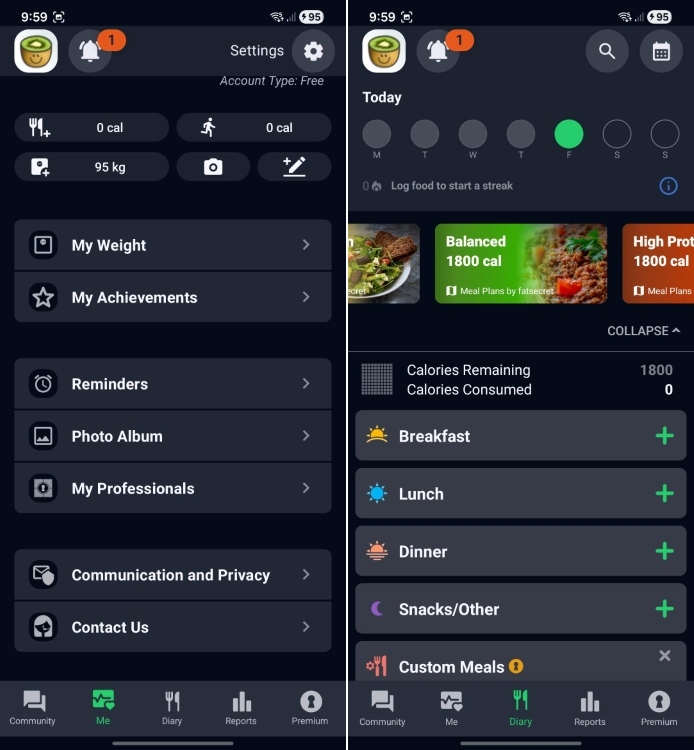 fatsecret app on android