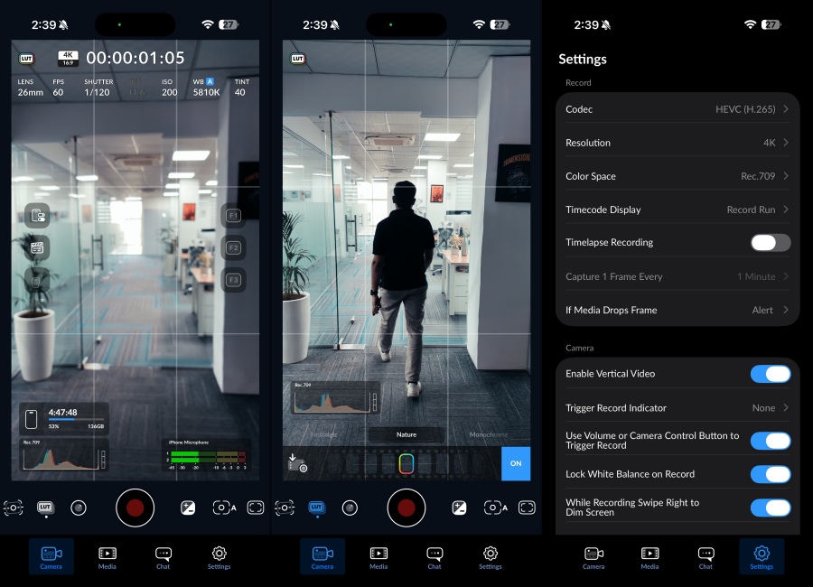 BlackMagic Camera app iPhone screenshots preview