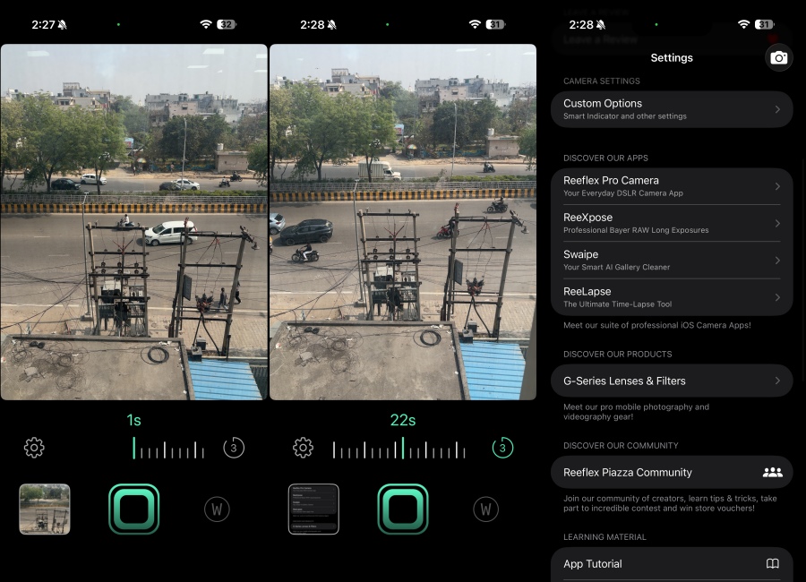 Reeheld Best iPhone Camera App Screenshots side by side