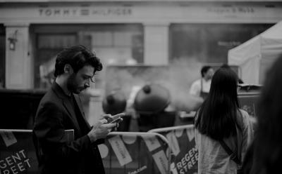 man using smartphone