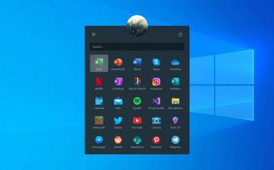 windows start menu fluent design
