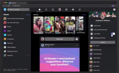 Facebook desktop dark mode new UI website