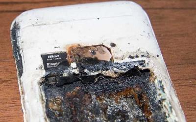 exploded phone remains