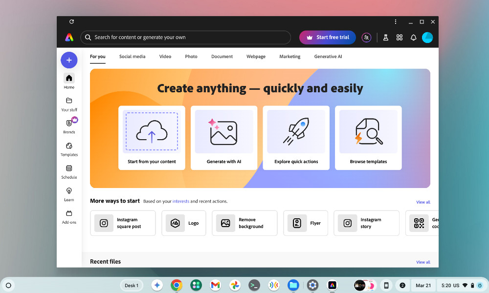 Adobe express on a chromebook